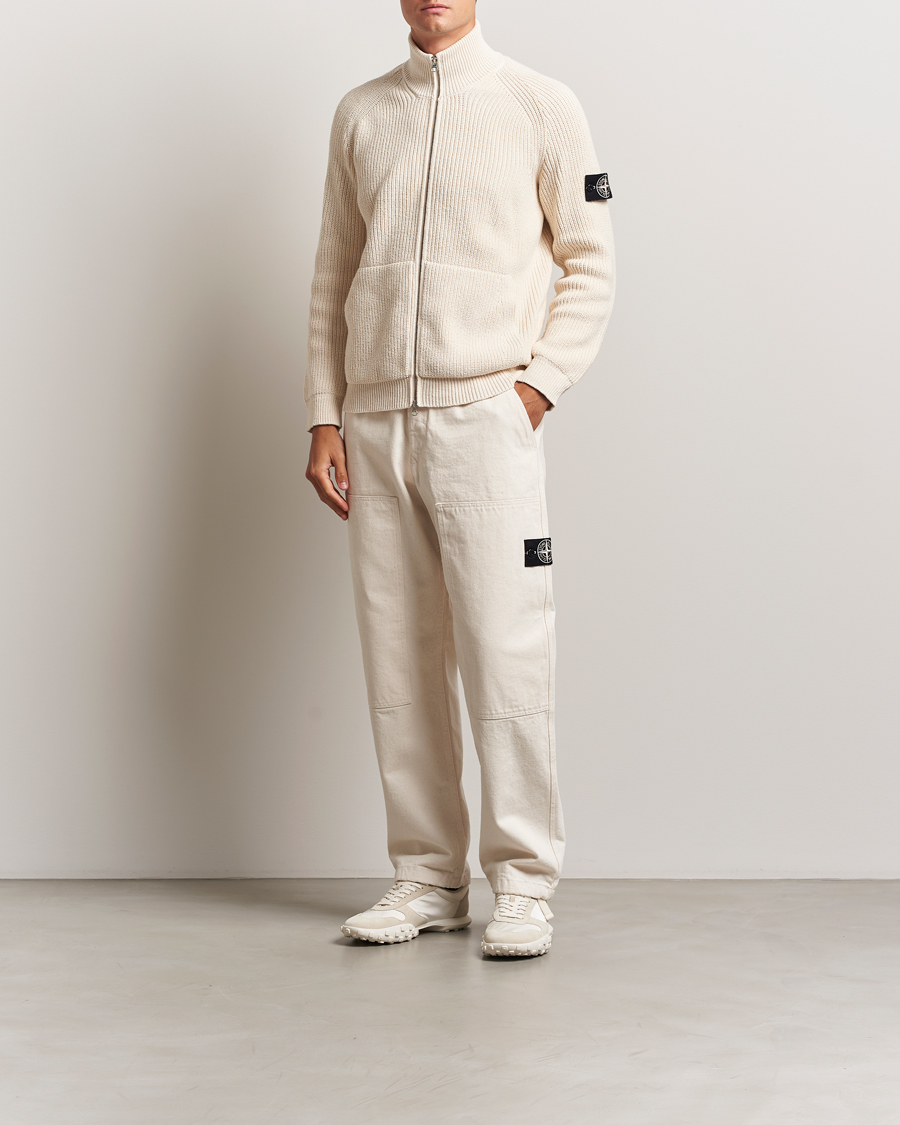 Stone Island RAW Cotton Popcorn Stitch Full Zip Ivory at