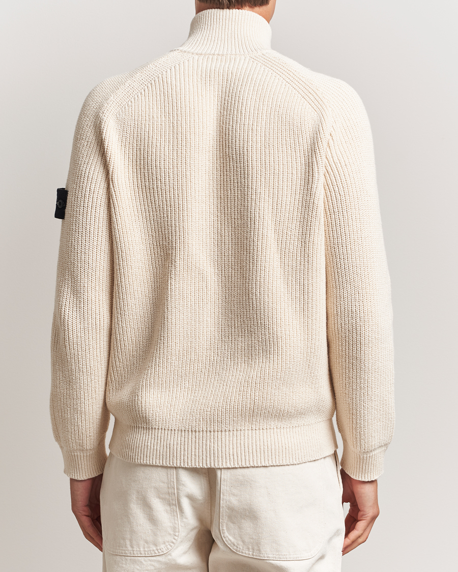 Men | Sweaters & Knitwear | Stone Island | RAW Cotton Popcorn Stitch Full Zip Ivory
