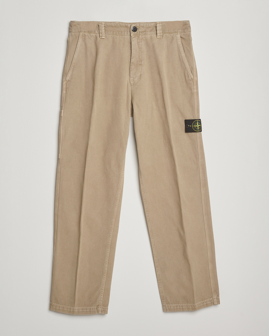 Men | Trousers | Stone Island | Panama Cotton Old Effect Trousers Desert