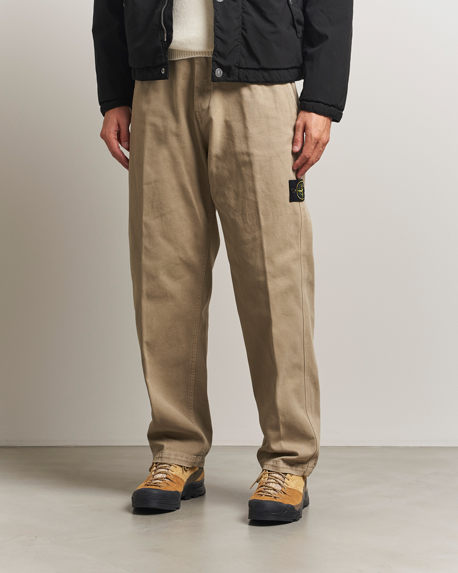 Men | Trousers | Stone Island | Panama Cotton Old Effect Trousers Desert