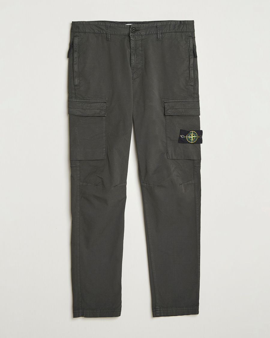 Men | Trousers | Stone Island | Supima Cotton Stretch Cargo Trousers Lead Grey