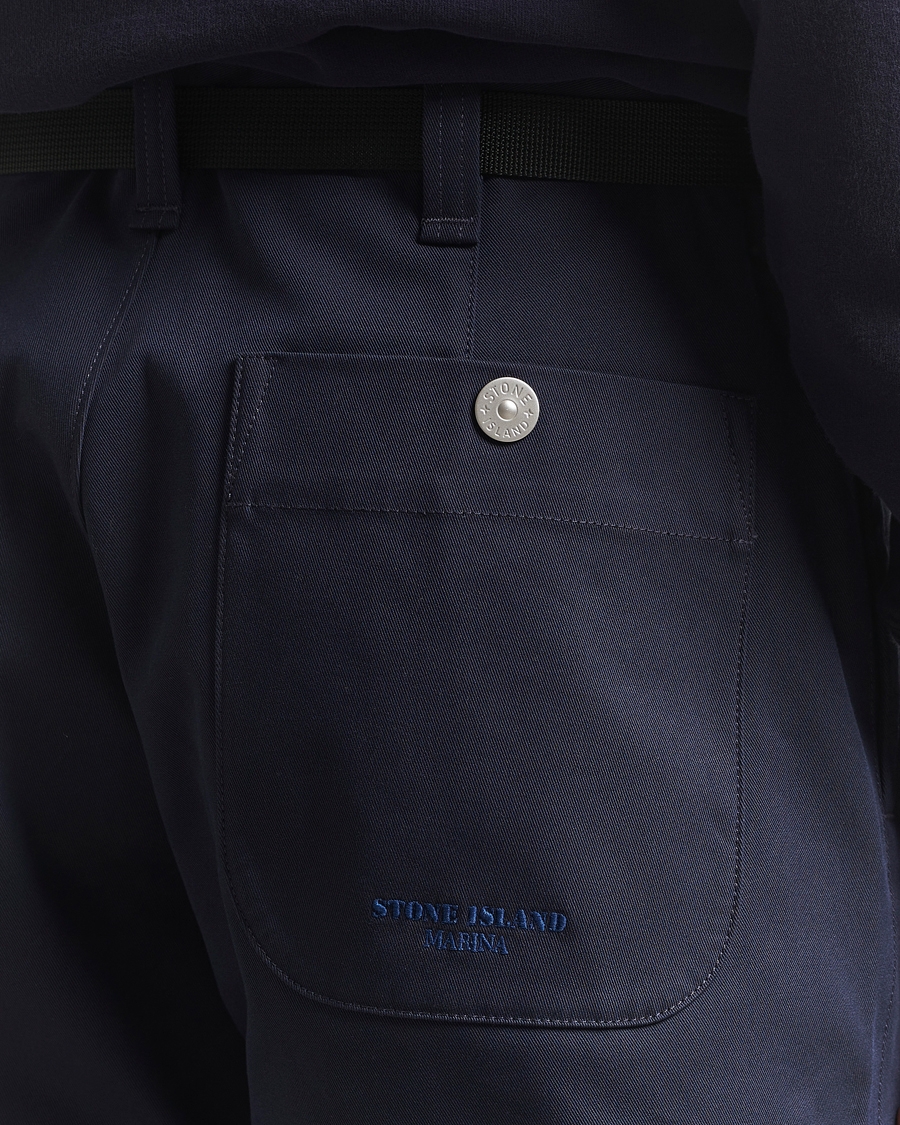 Stone Island Marina Yard Dyed Stretch Gabardine Trousers Navy at