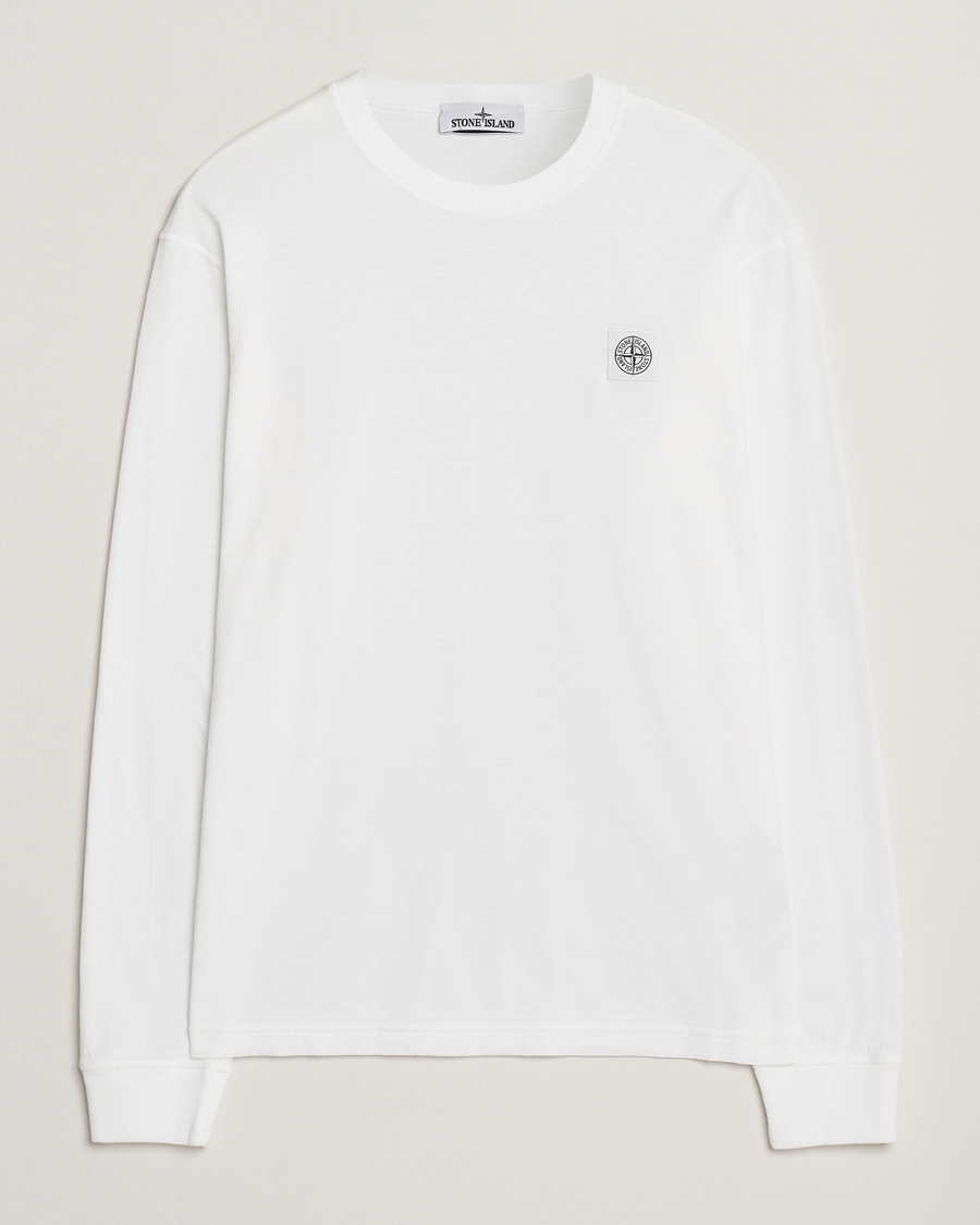 Stone Island Long Sleeve Garment Dyed Cotton Jersey T-Shirt White