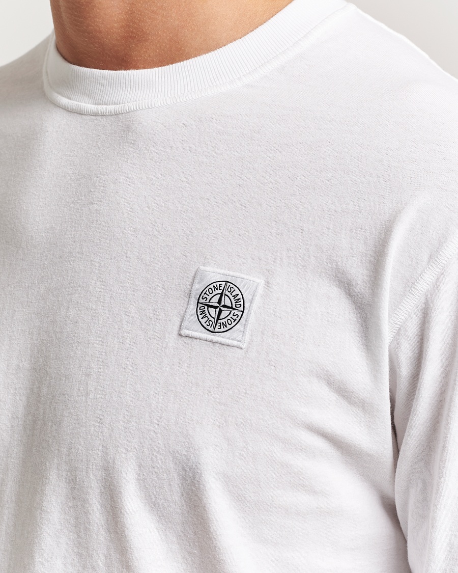 Stone Island Long Sleeve Garment Dyed Cotton Jersey T-Shirt White