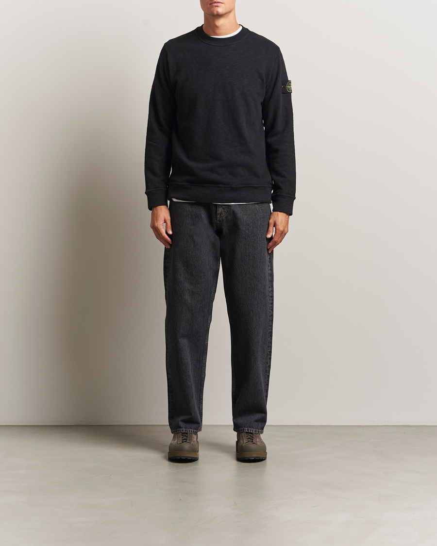 Stone Island Vanisé Brushed Heavy Cotton Sweatshirt Black at