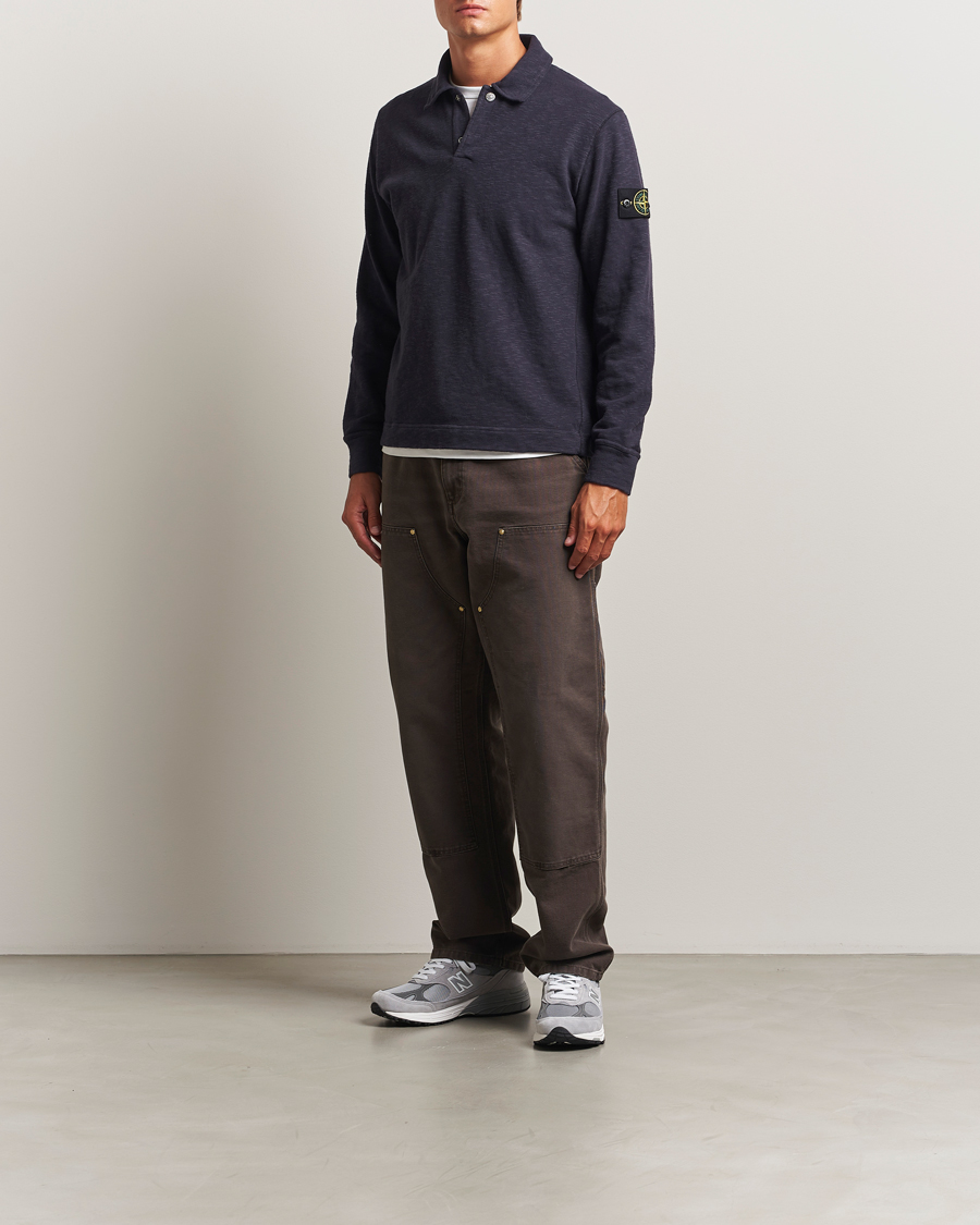 Stone Island Vanisé Brushed Heavy Cotton Polo Ink at CareOfCarl.com