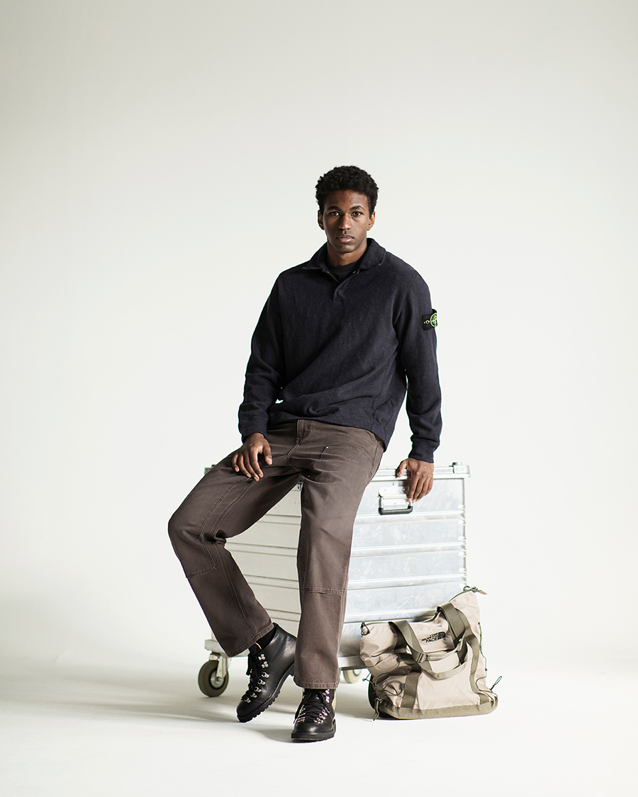 Men | Sweaters & Knitwear | Stone Island | Vanisé Brushed Heavy Cotton Polo Ink