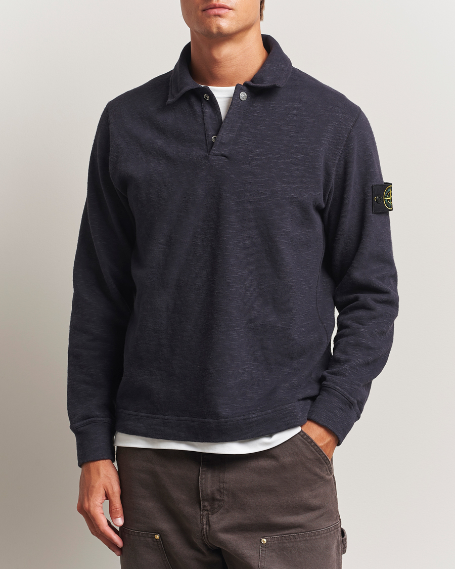 Men | Sweaters & Knitwear | Stone Island | Vanisé Brushed Heavy Cotton Polo Ink