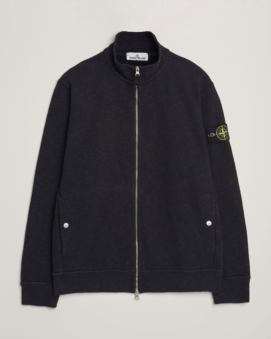 Men | Sweaters & Knitwear | Stone Island | Vanisé Brushed Heavy Cotton Full Zip Black