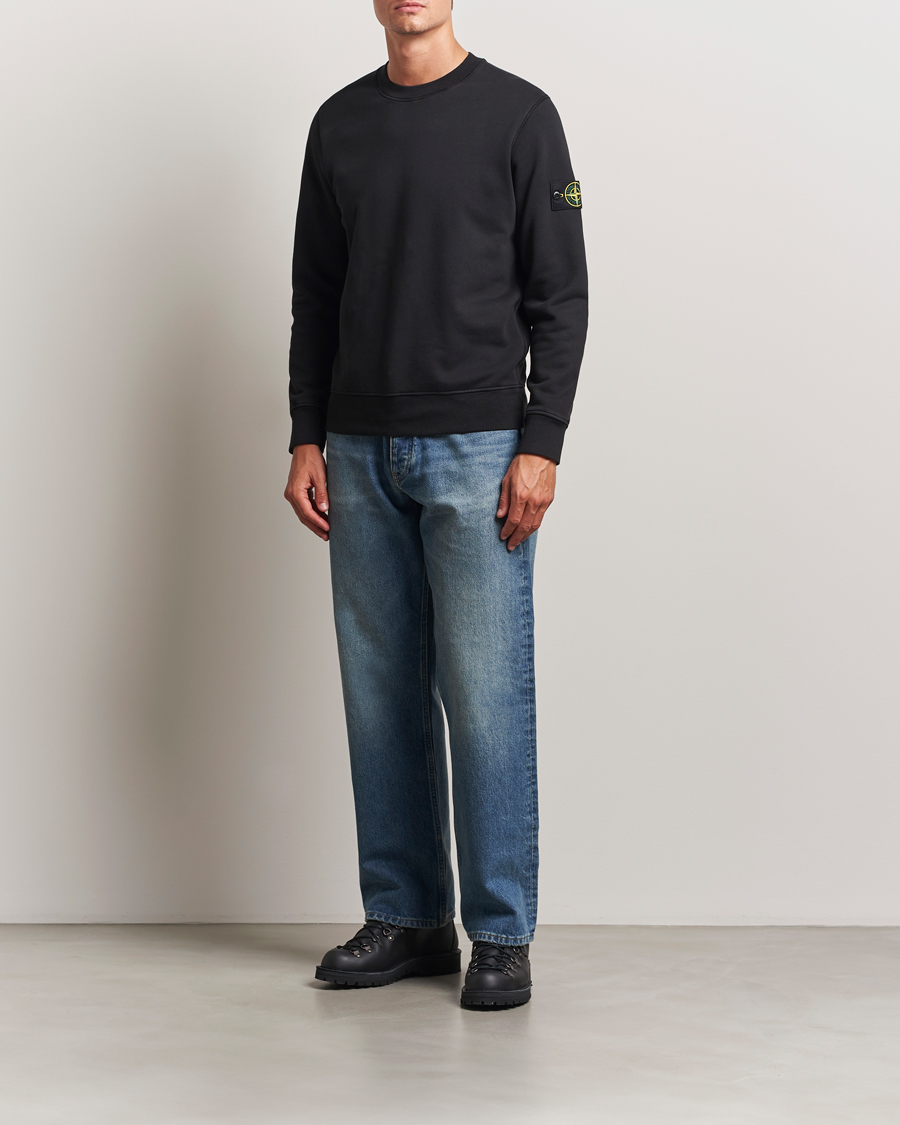 Men | Sweaters & Knitwear | Stone Island | Garment Dyed Fleece Sweatshirt Black