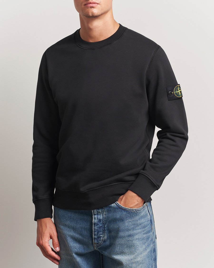 Men | Sweaters & Knitwear | Stone Island | Garment Dyed Fleece Sweatshirt Black