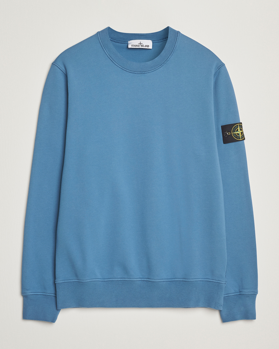 Stone Island Garment Dyed Fleece Sweatshirt Blue Acciaio at