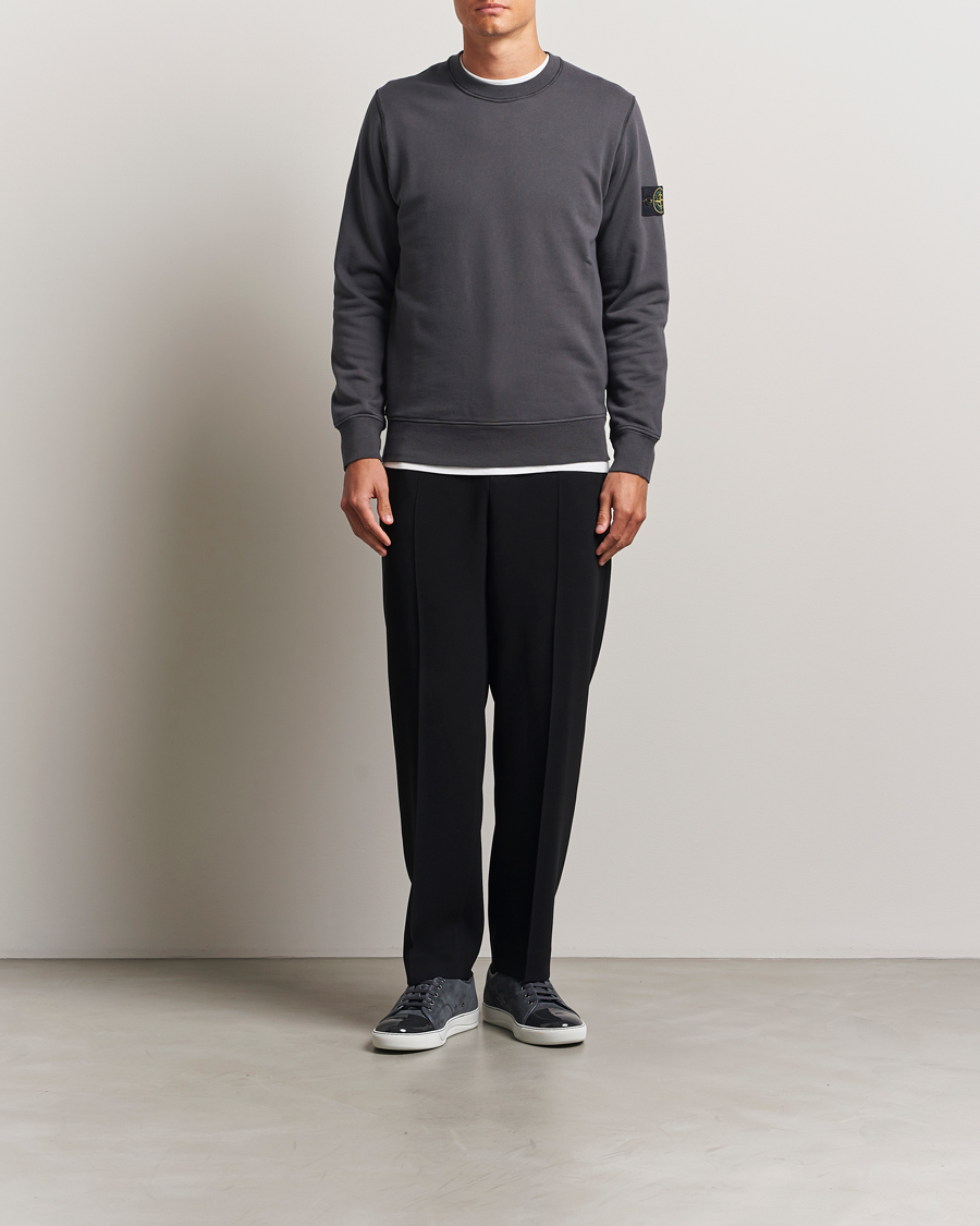 Stone Island Garment Dyed Fleece Sweatshirt Lead Grey at