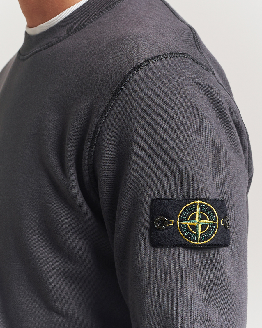 Stone Island Garment Dyed Fleece Sweatshirt Lead Grey at