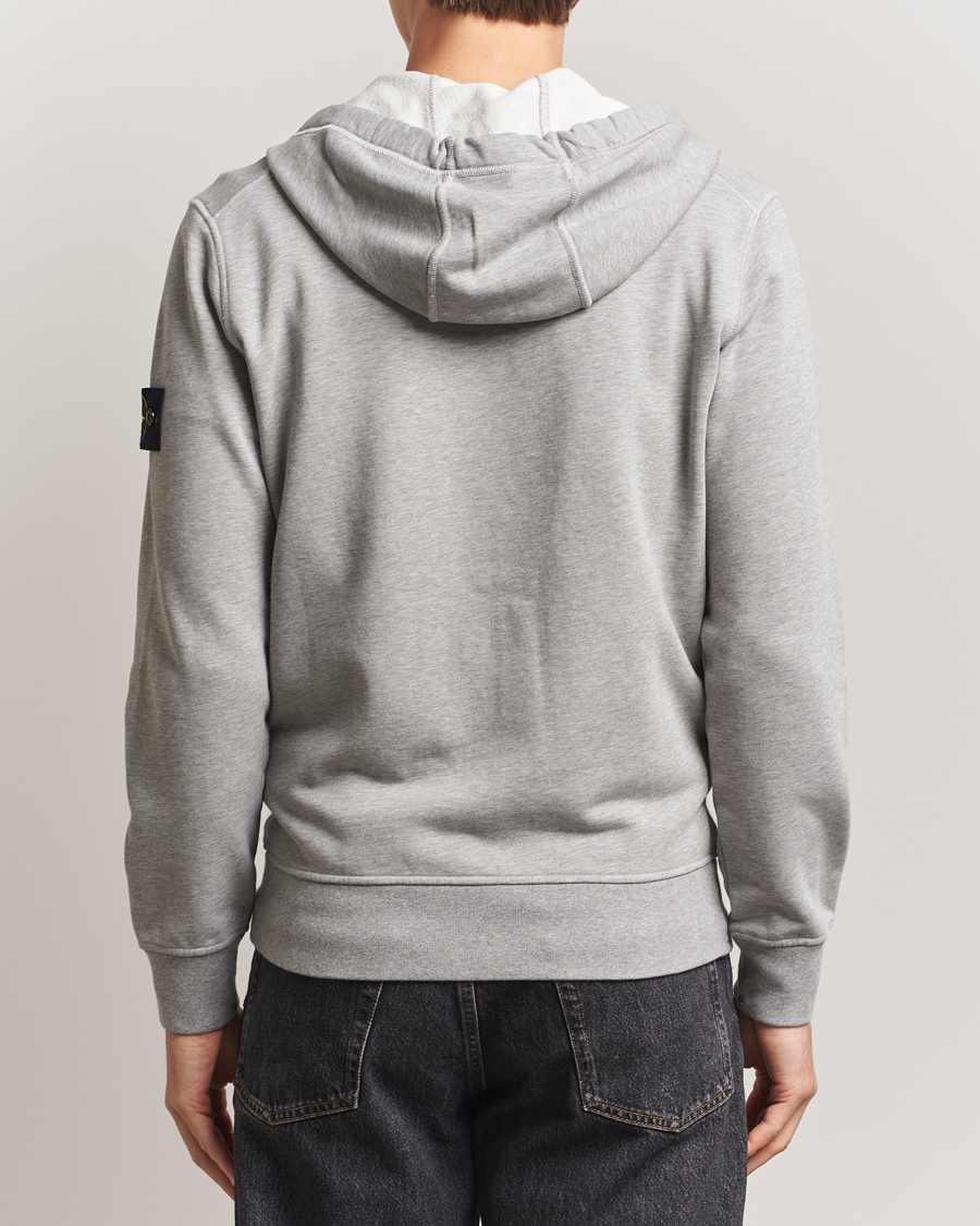 Men | Sweaters & Knitwear | Stone Island | Garment Dyed Fleece Full-Zip Hood Grey Melange