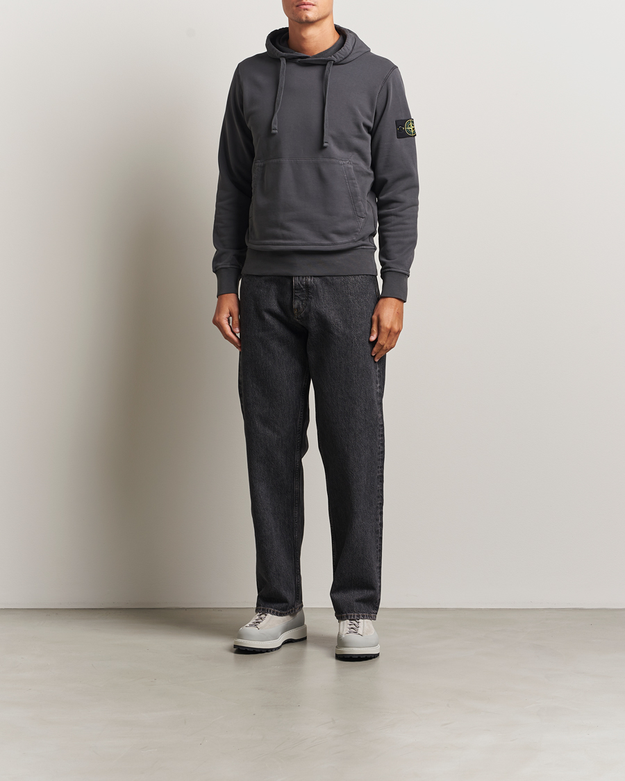 Men | Sweaters & Knitwear | Stone Island | Garment Dyed Fleece Hood Lead Grey