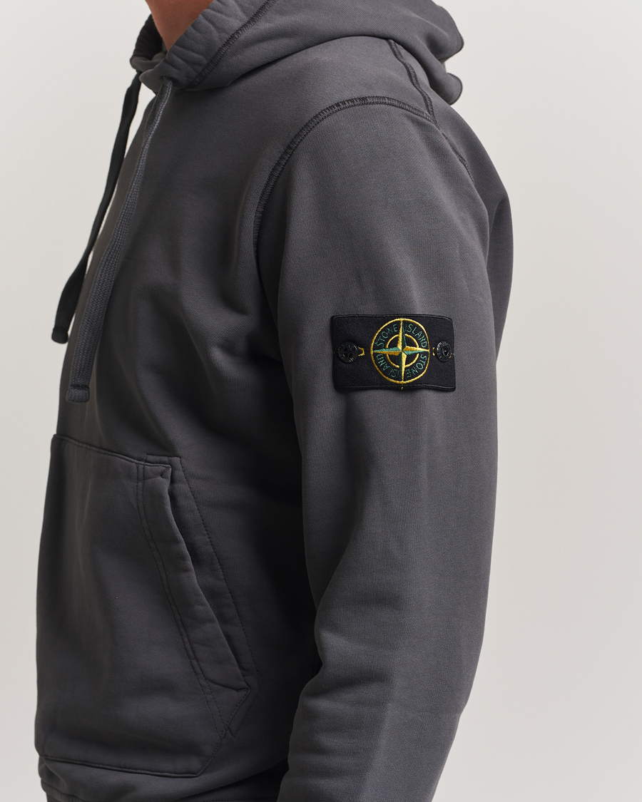 Men | Sweaters & Knitwear | Stone Island | Garment Dyed Fleece Hood Lead Grey