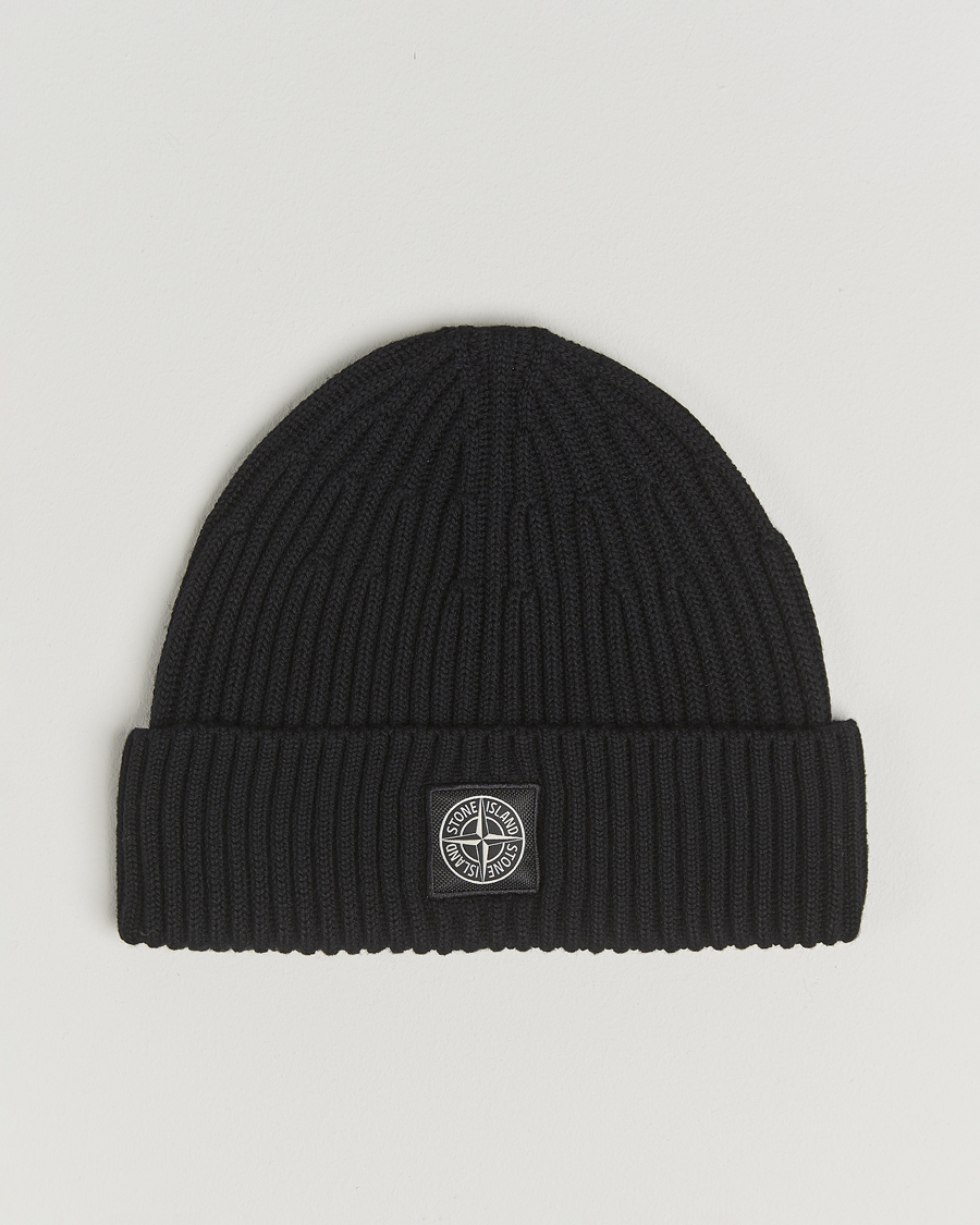 Men | Beanies | Stone Island | Full Rib Wool Beanie Black