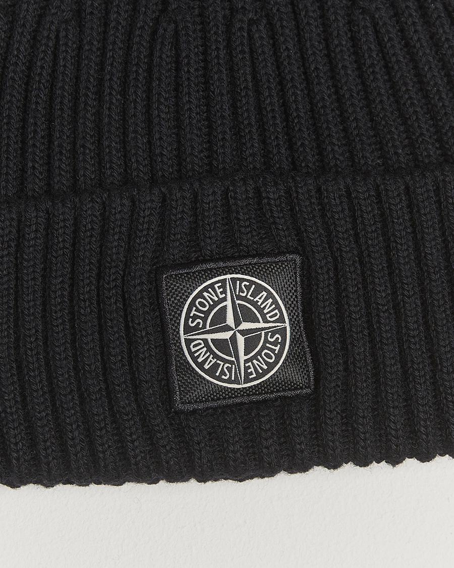 Men | Beanies | Stone Island | Full Rib Wool Beanie Black