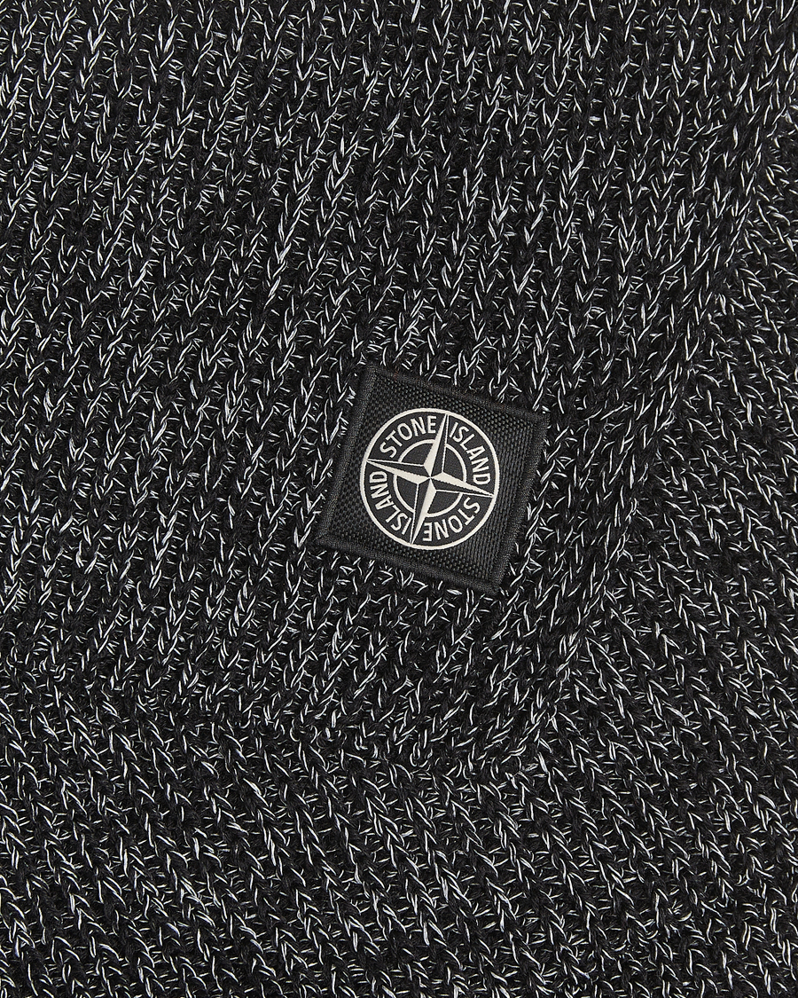 Men | Stone Island Reflective Cotton Knit Balaclava Black Melange | Stone Island | Reflective Cotton Knit Balaclava Black Melange