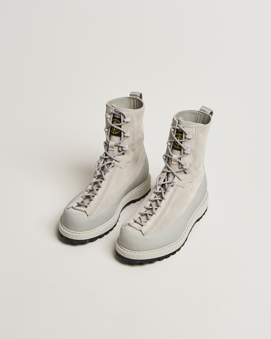 Stone Island Suede Hiking Boots Pearl Grey at CareOfCarl.com