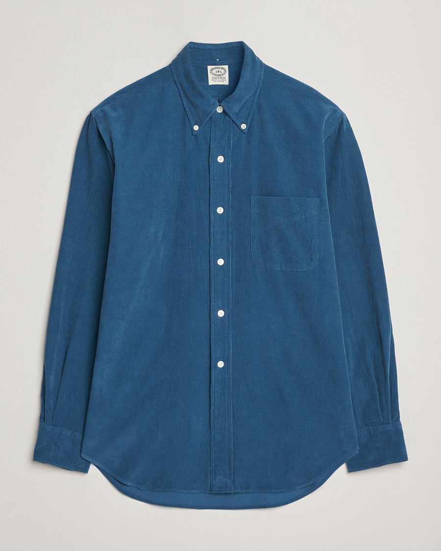 Men | Shirts | Kamakura Shirts | Vintage Ivy Needle Cord Shirt Smoke Blue
