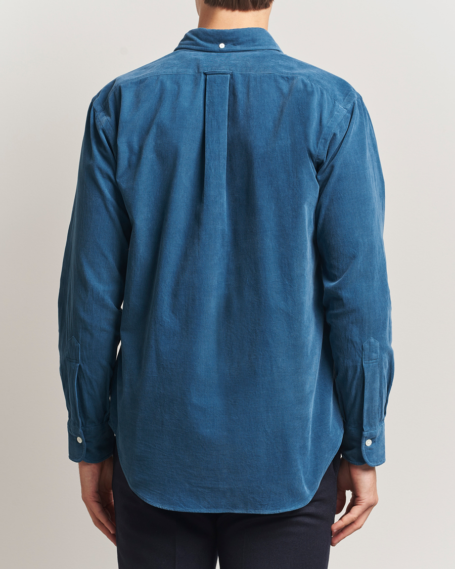 Men | Shirts | Kamakura Shirts | Vintage Ivy Needle Cord Shirt Smoke Blue