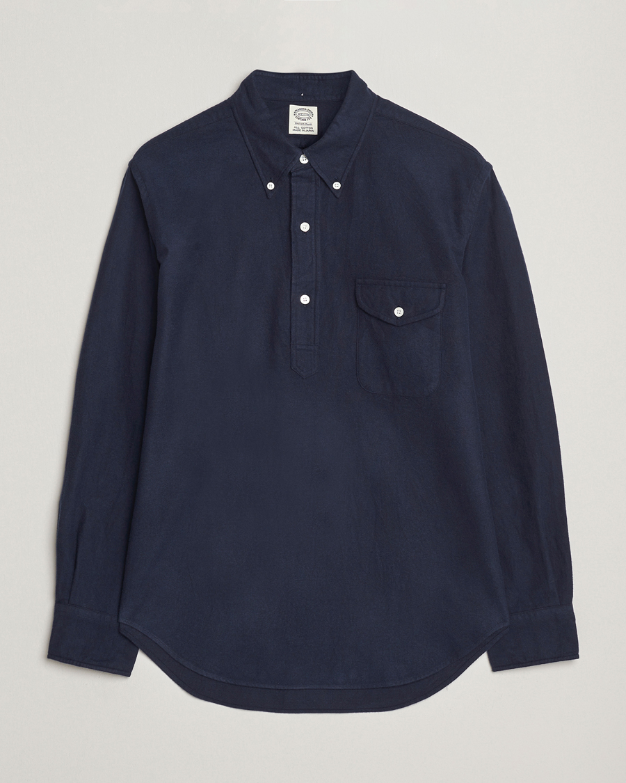 Men | Shirts | Kamakura Shirts | Vintage Ivy Oxford Popover Shirt Navy