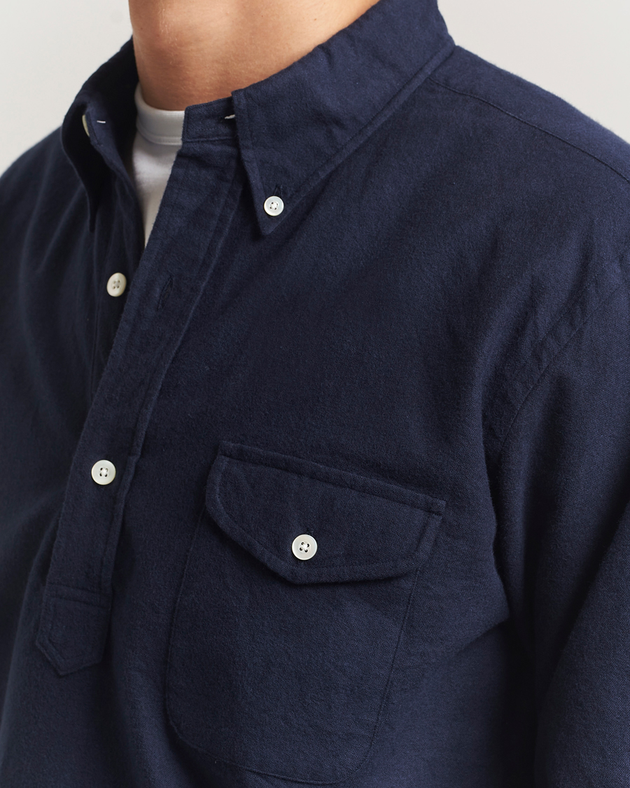 Men | Shirts | Kamakura Shirts | Vintage Ivy Oxford Popover Shirt Navy
