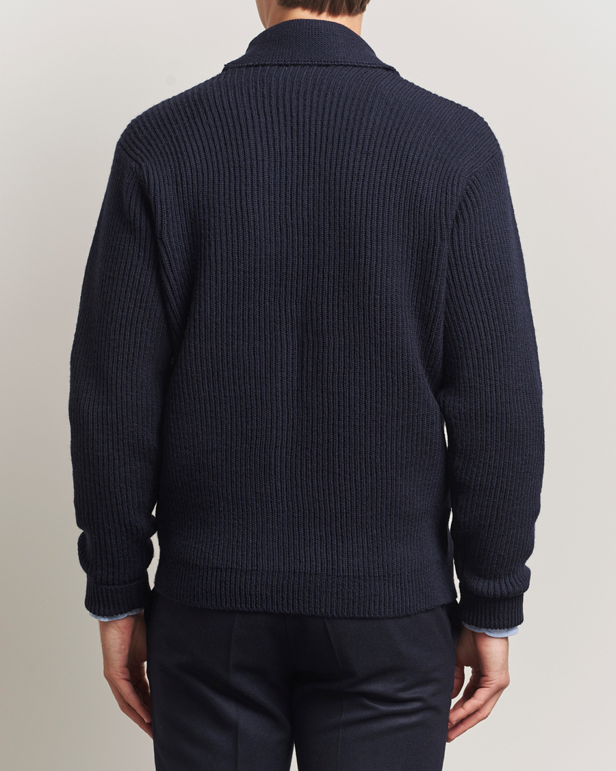 Men | Sweaters & Knitwear | Kamakura Shirts | McQueen Shawl Collar Cardigan Navy