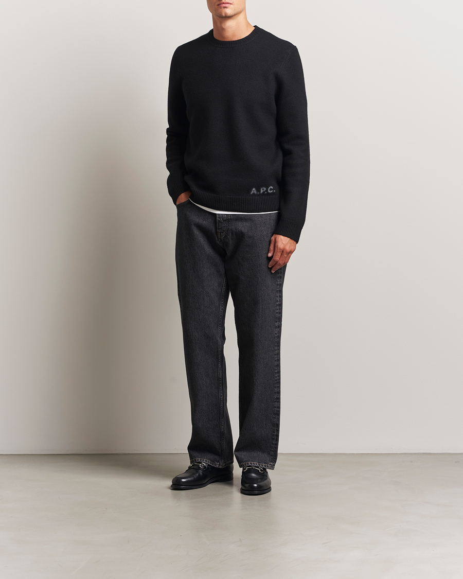 a.p.c イタリア製　wool Knit archive 短丈　古着　黒 A.P.C. Edward Wool Knitted Sweater Black at CareOfCarl.com