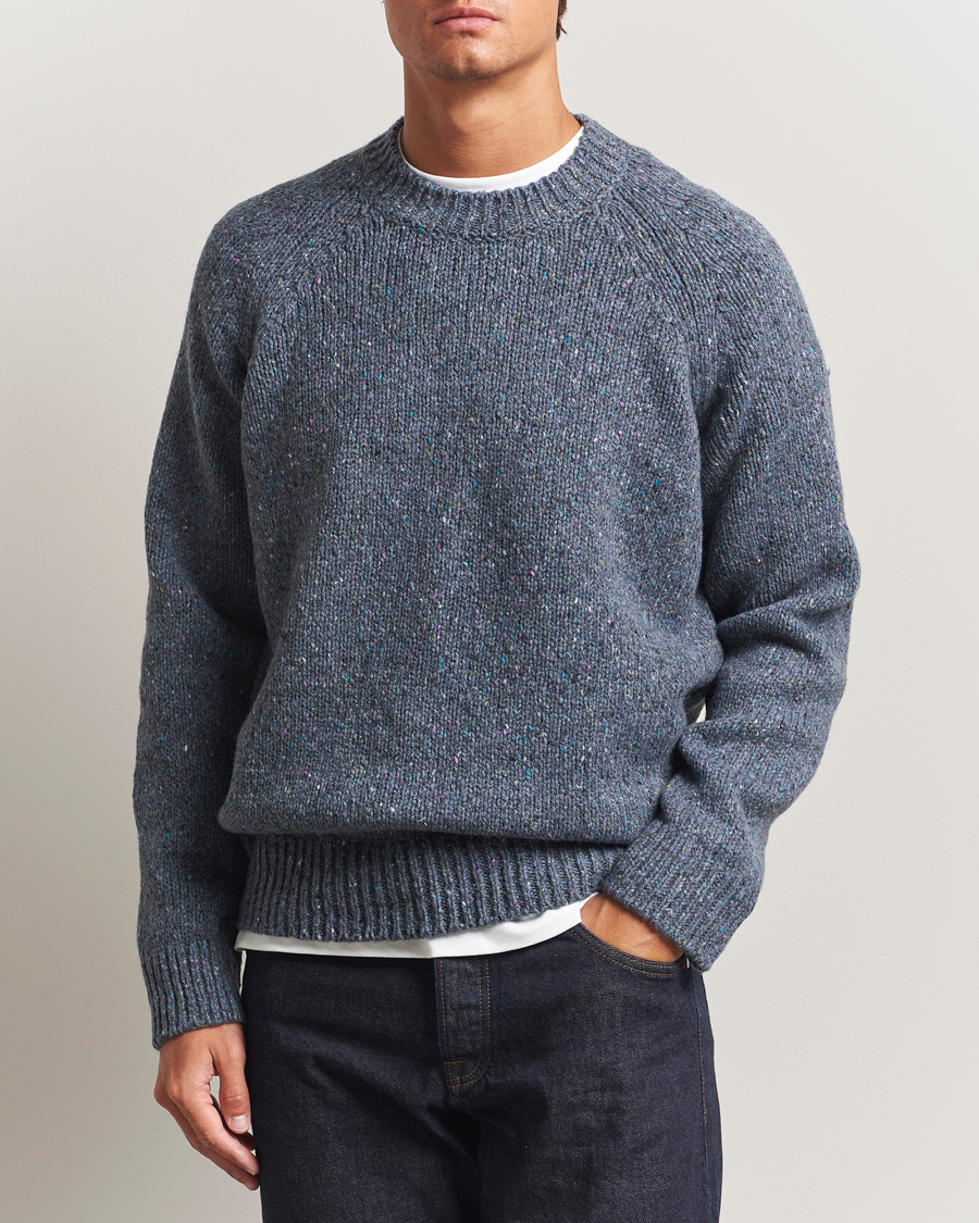 Men | Sweaters & Knitwear | A.P.C. | Harris Wool Knitted Sweater Blue Grey