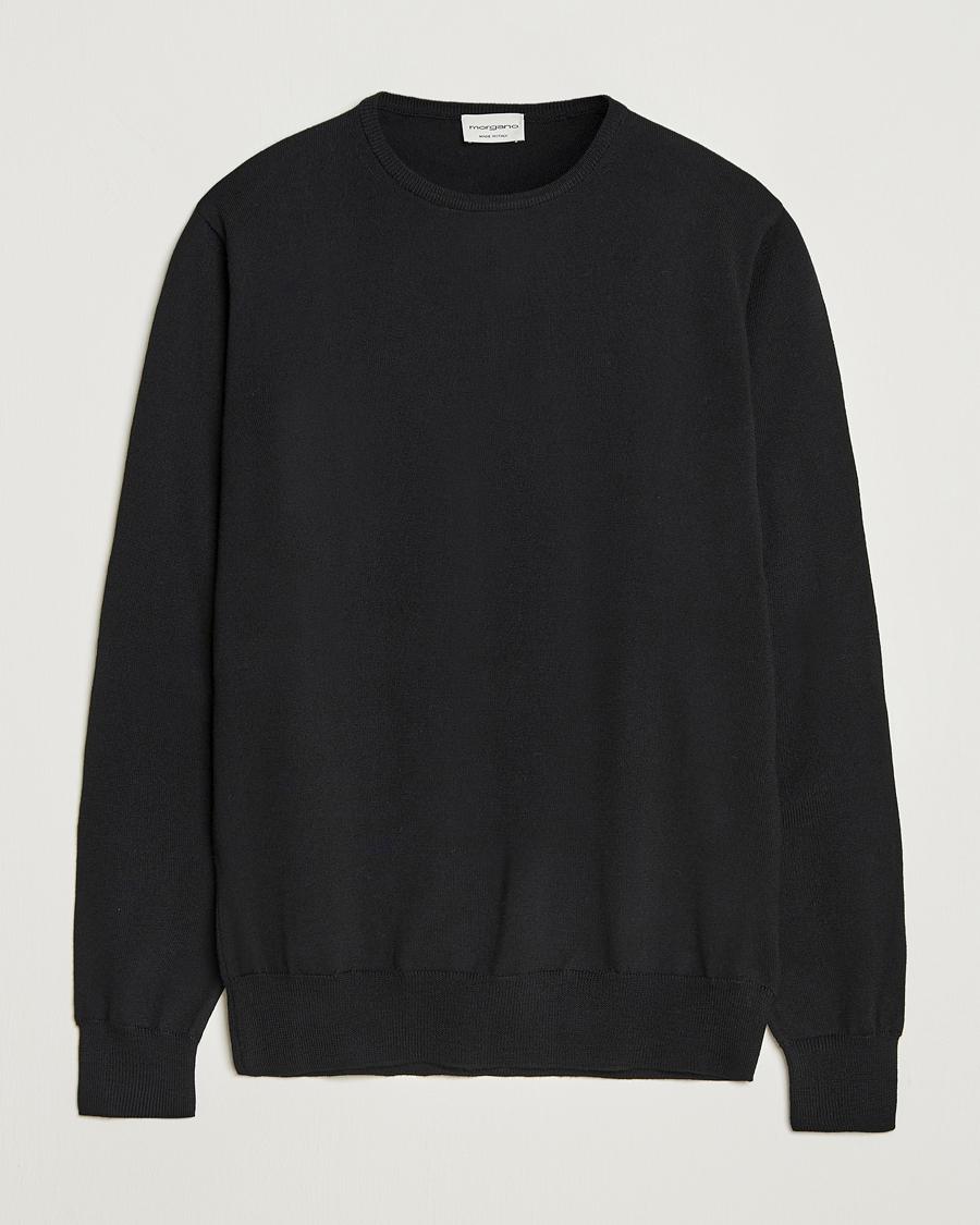 Men | Sweaters & Knitwear | Morgano | Extra Fine Merino Wool Crewneck Black