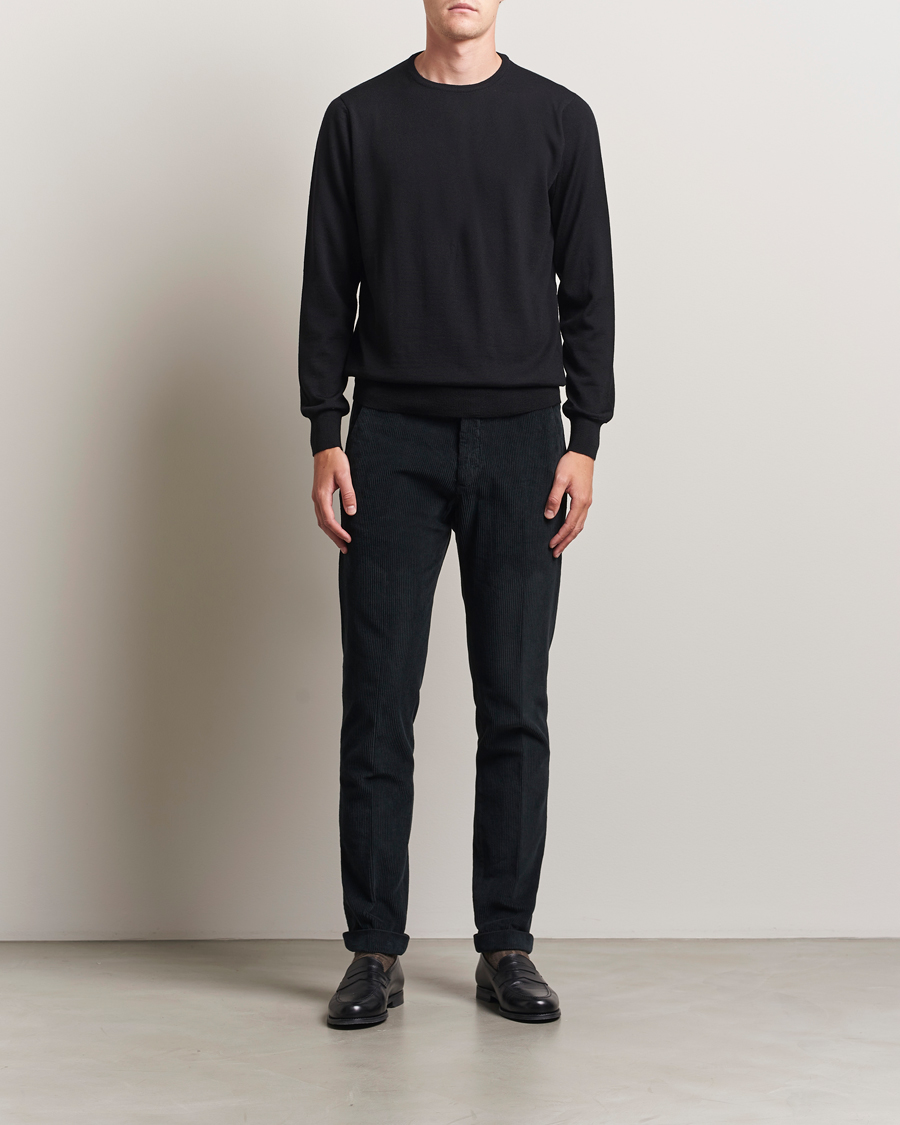 Men | Sweaters & Knitwear | Morgano | Extra Fine Merino Wool Crewneck Black