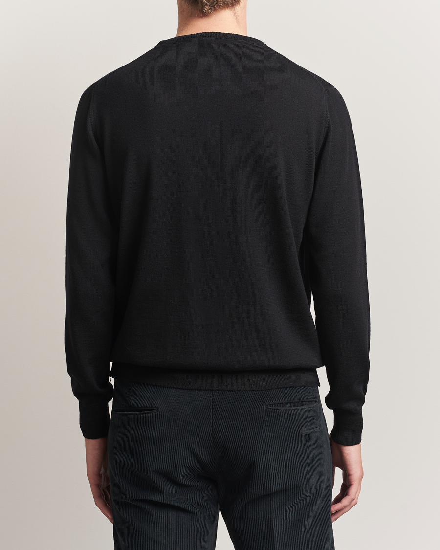 Men | Sweaters & Knitwear | Morgano | Extra Fine Merino Wool Crewneck Black