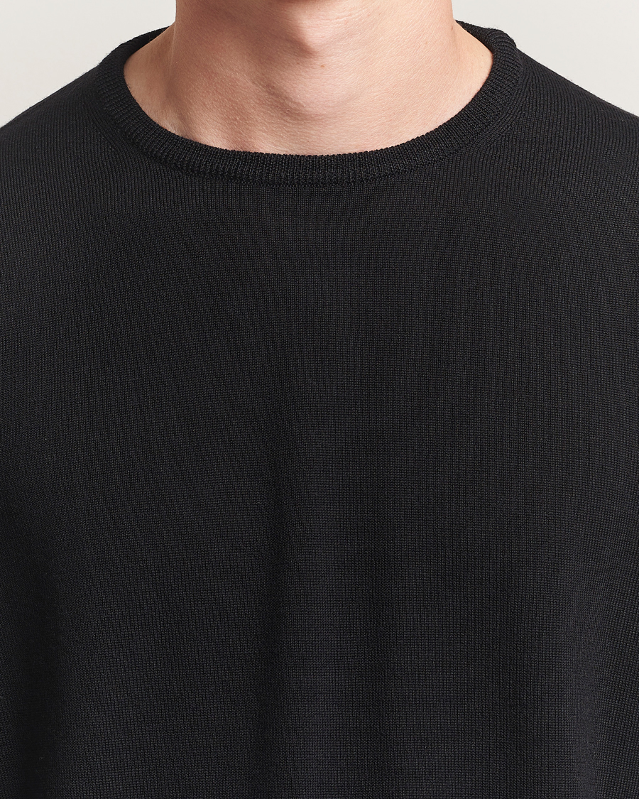 Men | Sweaters & Knitwear | Morgano | Extra Fine Merino Wool Crewneck Black