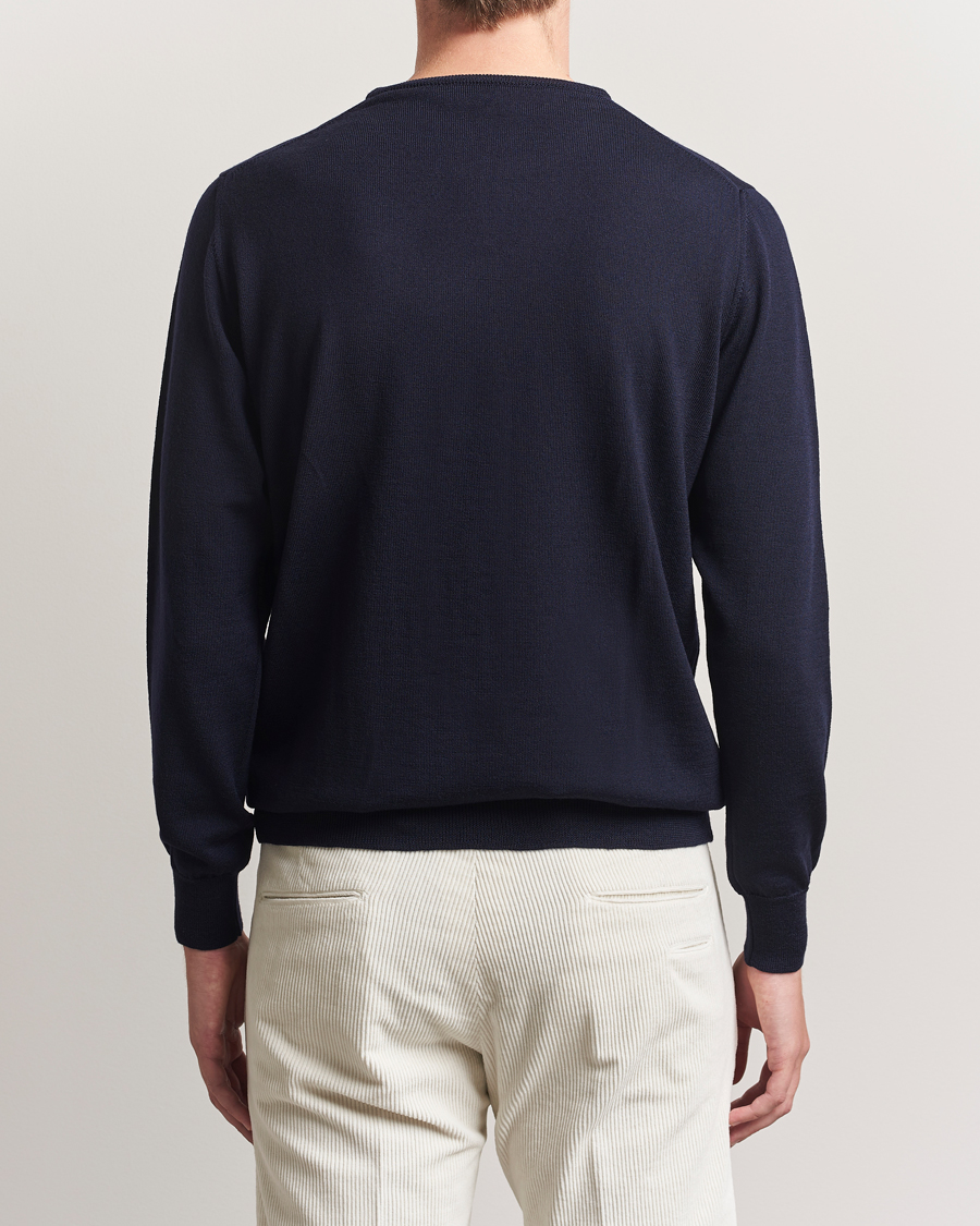Men | Sweaters & Knitwear | Morgano | Extra Fine Merino Wool Crewneck Navy