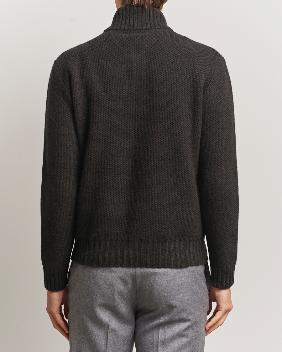 Men | Sweaters & Knitwear | Morgano | Heavy Knitted Wool/Cashmere Cardigan Dark Brown