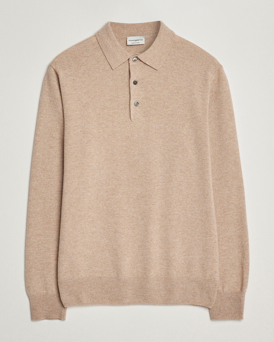 Men | Sweaters & Knitwear | Morgano | Wool/Cashmere Polo Beige