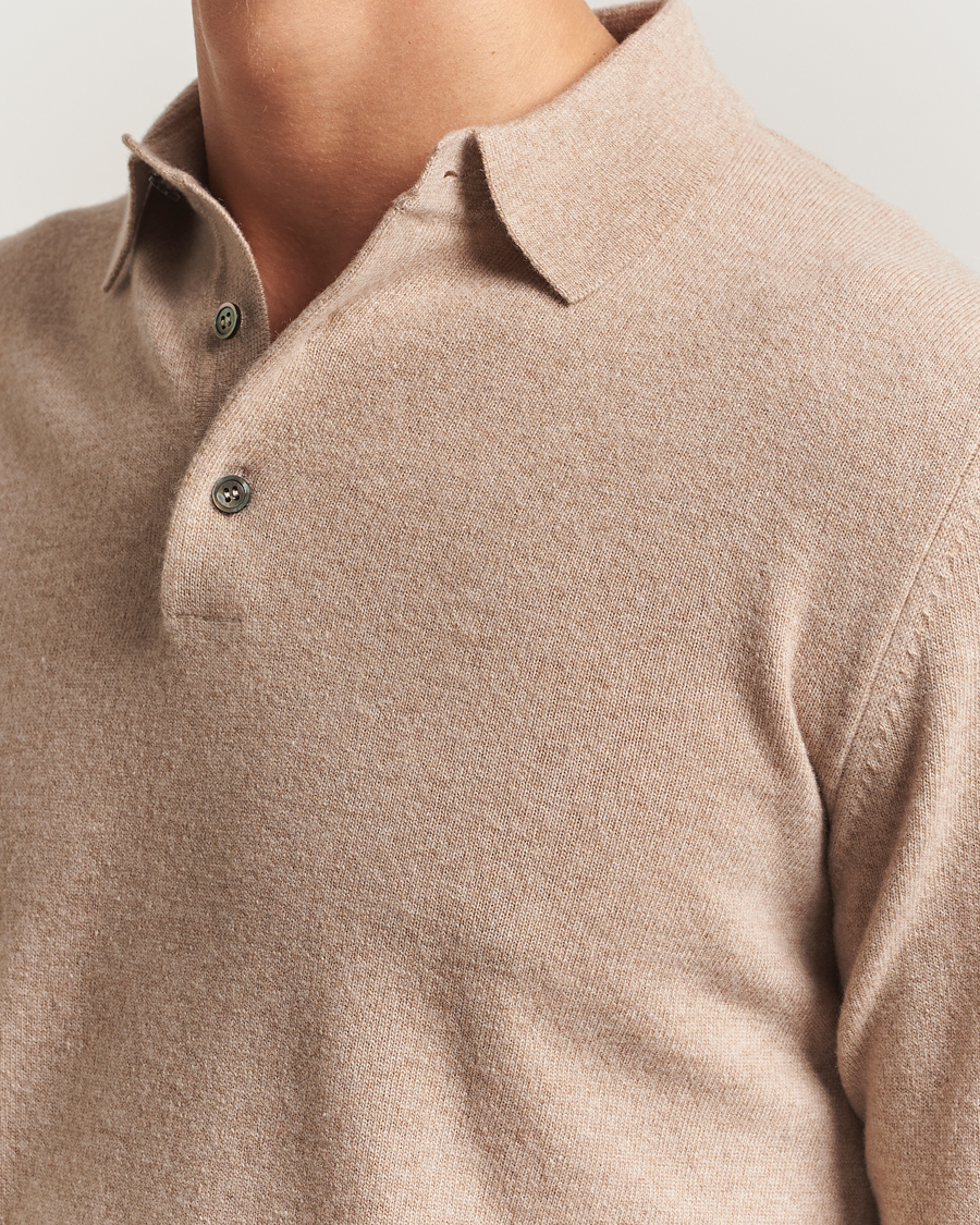 Men | Sweaters & Knitwear | Morgano | Wool/Cashmere Polo Beige
