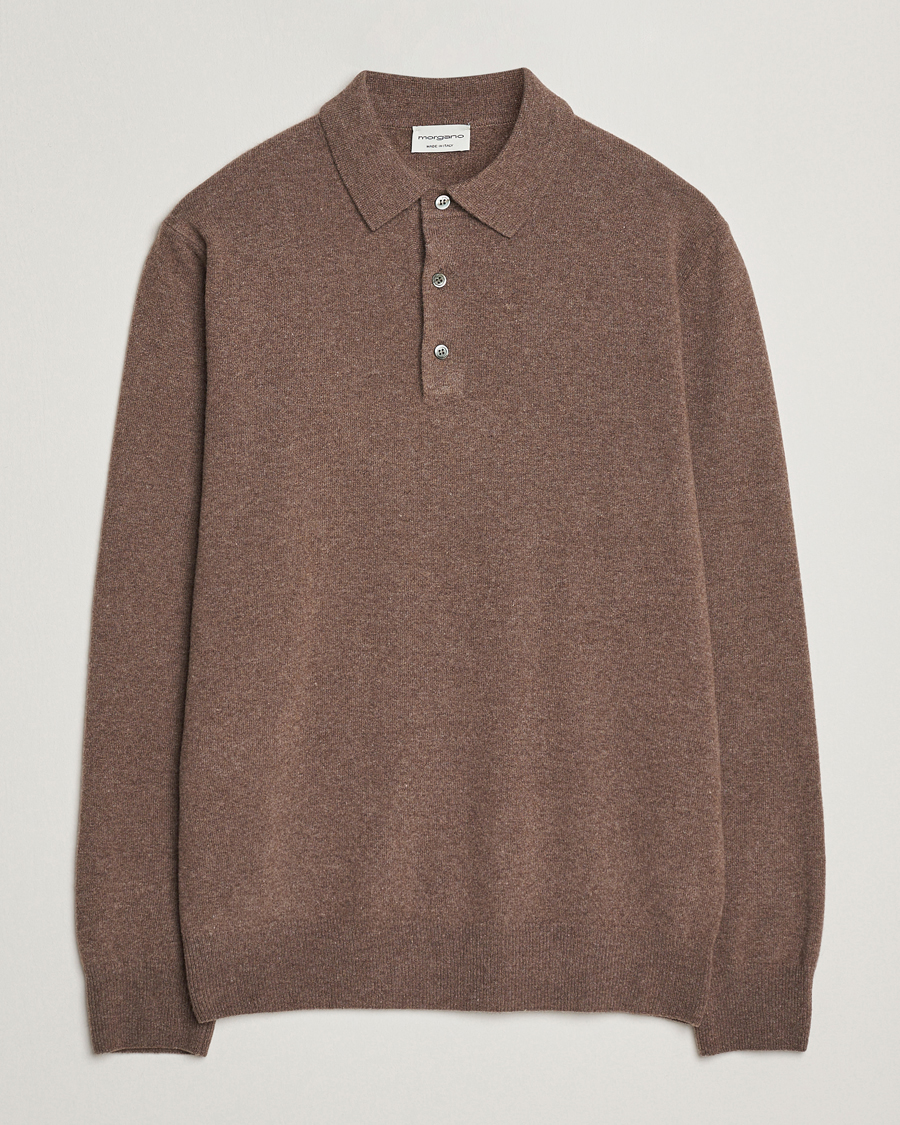 Men | Sweaters & Knitwear | Morgano | Wool/Cashmere Polo Brown