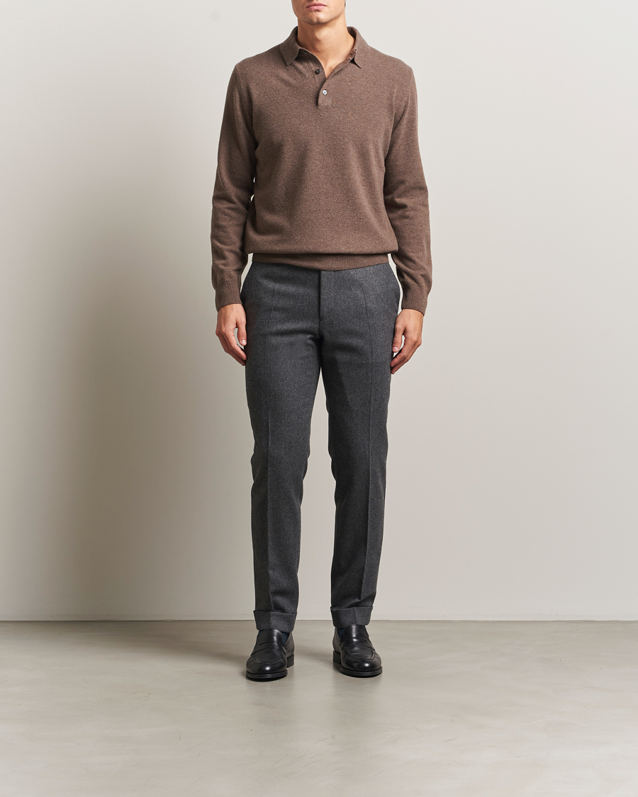 Men | Sweaters & Knitwear | Morgano | Wool/Cashmere Polo Brown