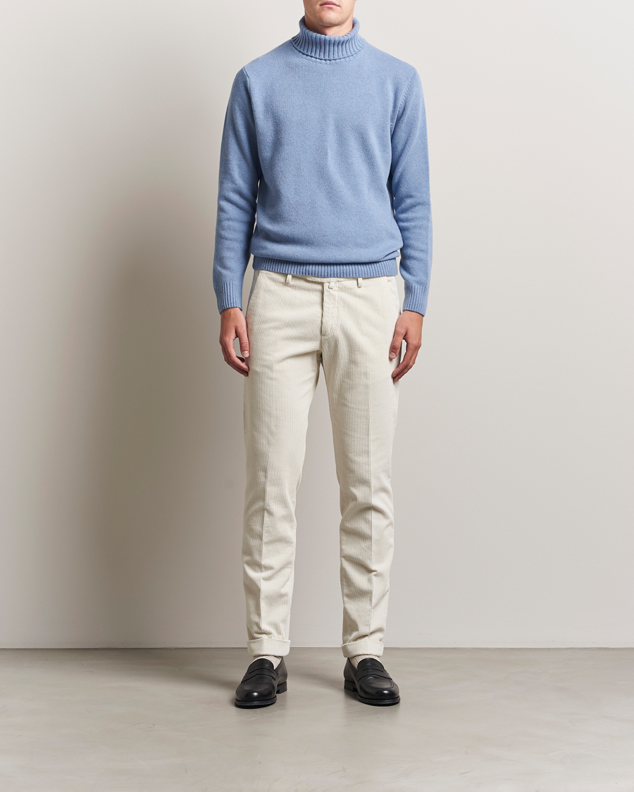 Men | Sweaters & Knitwear | Morgano | Wool/Cashmere Heavy Knit Rollneck Light Blue