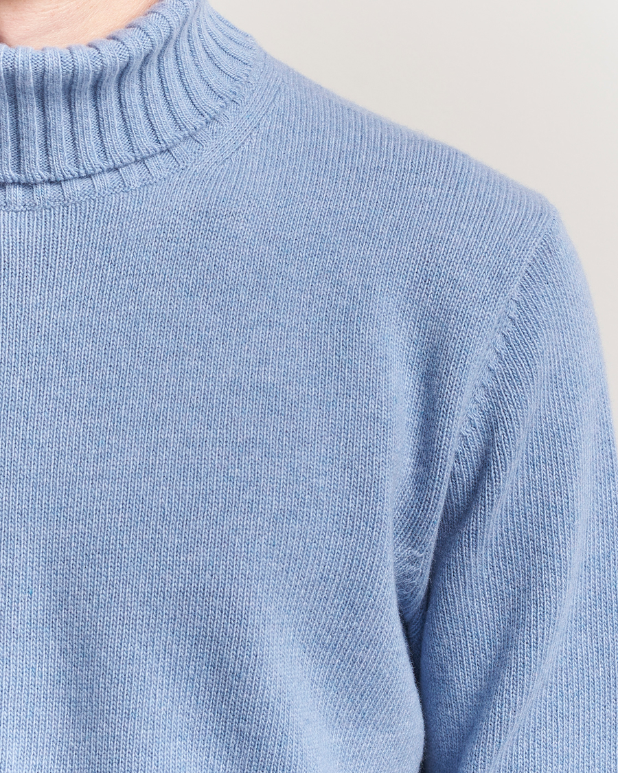 Men | Sweaters & Knitwear | Morgano | Wool/Cashmere Heavy Knit Rollneck Light Blue