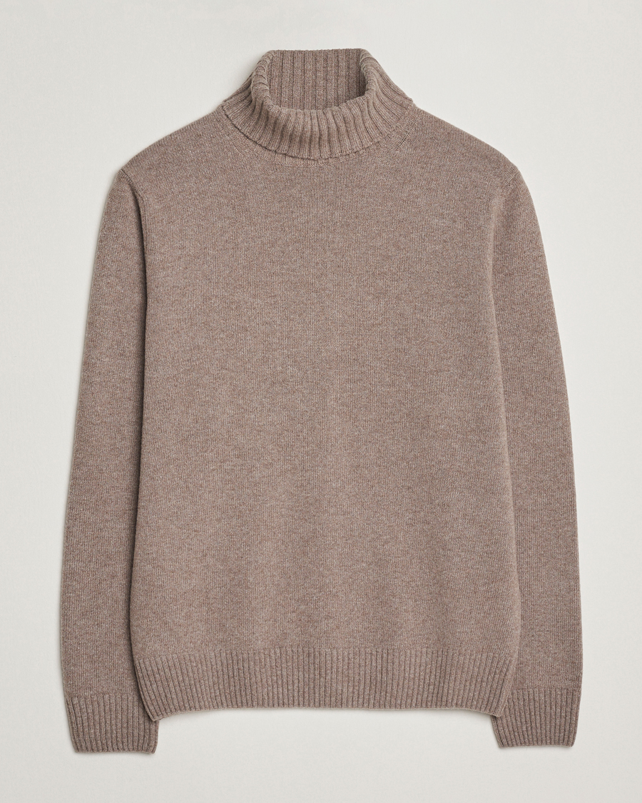 Men | Sweaters & Knitwear | Morgano | Wool/Cashmere Heavy Knit Rollneck Light Brown