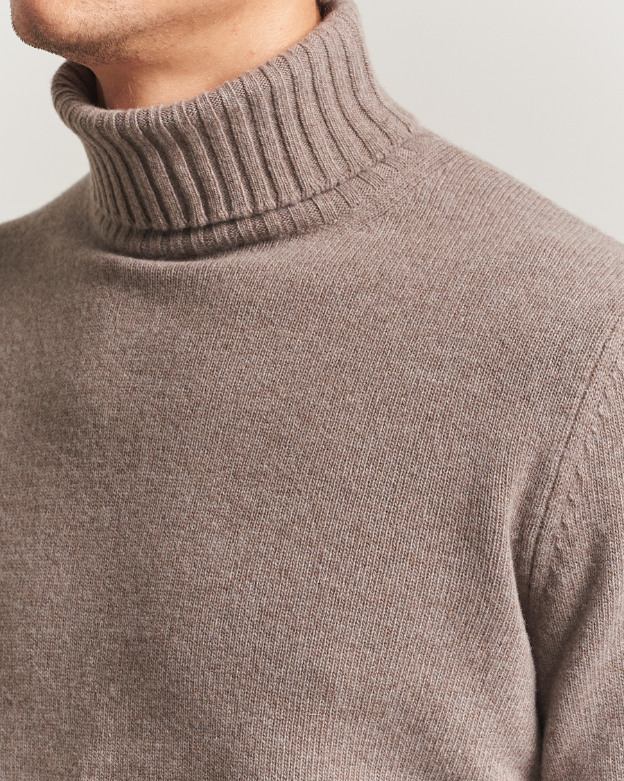 Men | Sweaters & Knitwear | Morgano | Wool/Cashmere Heavy Knit Rollneck Light Brown