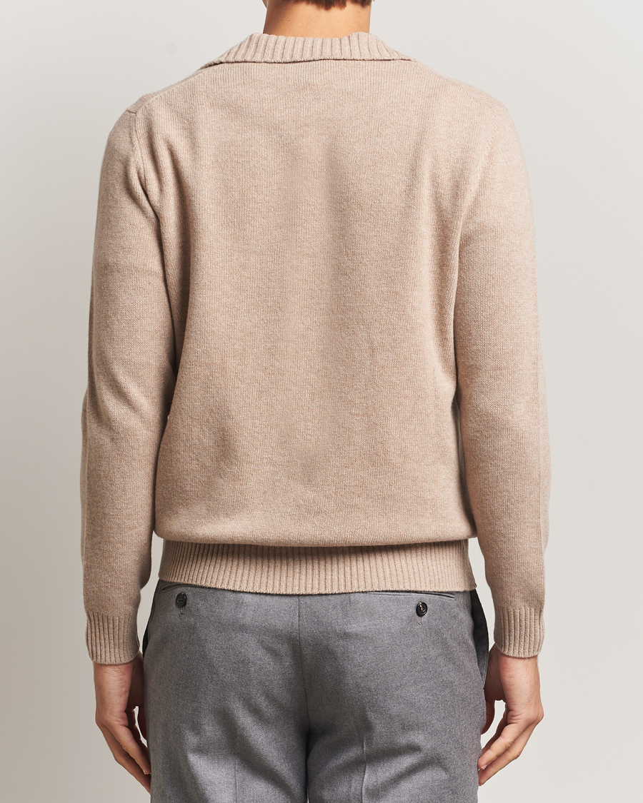 Men | Sweaters & Knitwear | Morgano | Wool/Cashmere Heavy Knit Polo Beige