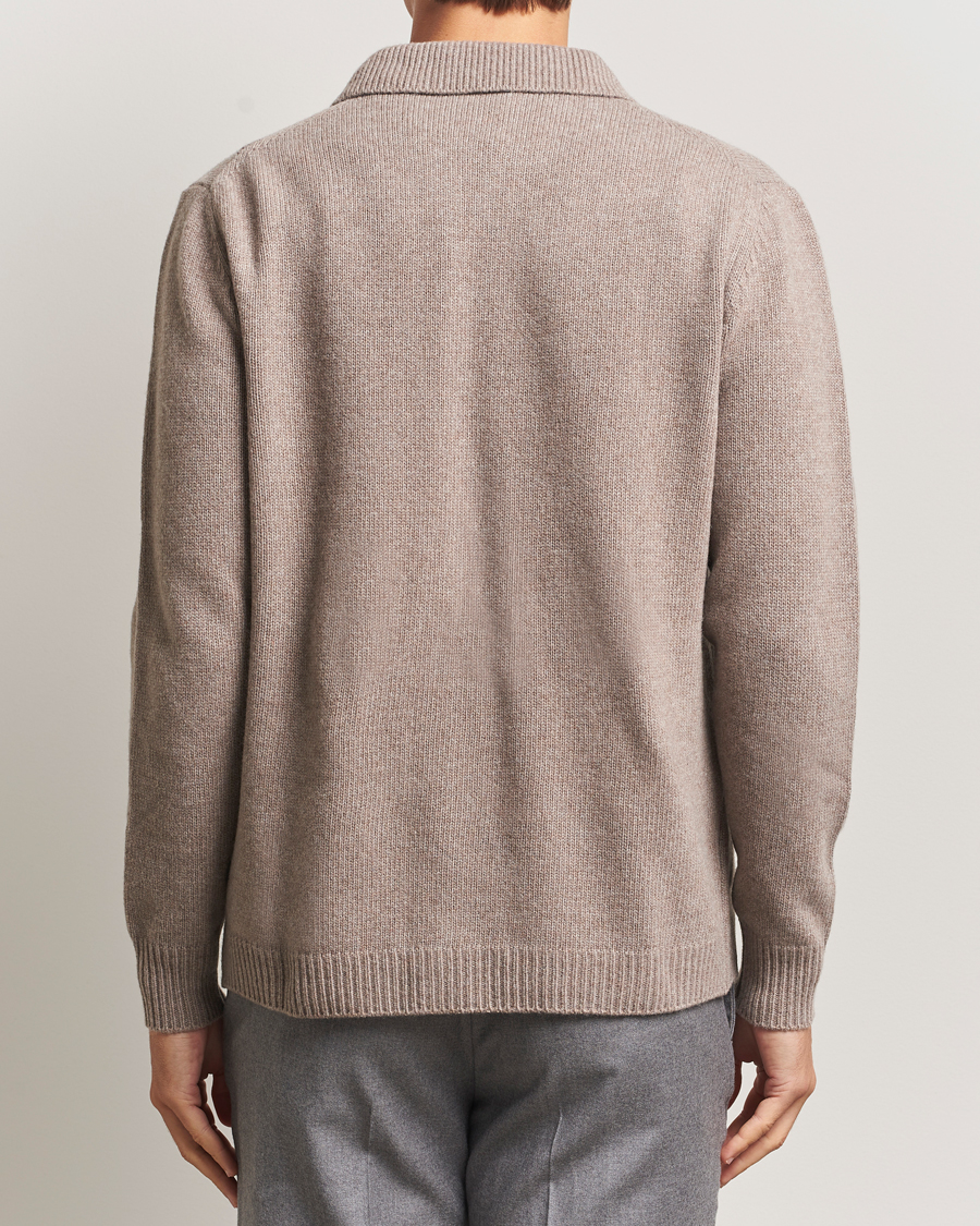 Men | Sweaters & Knitwear | Morgano | Wool/Cashmere Heavy Knit Cardigan Blazer Light Brown