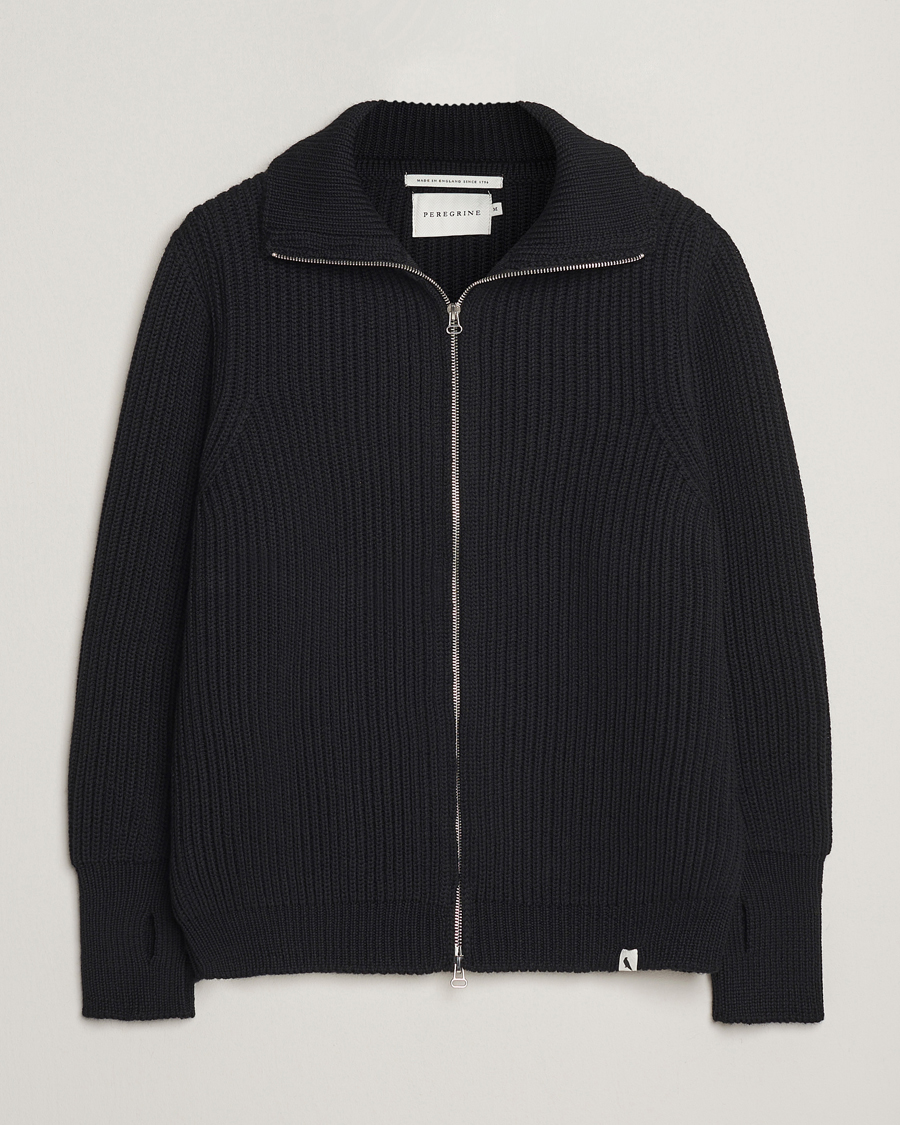Peregrine Fisherman Merino Zip Cardigan Black at CareOfCarl.com