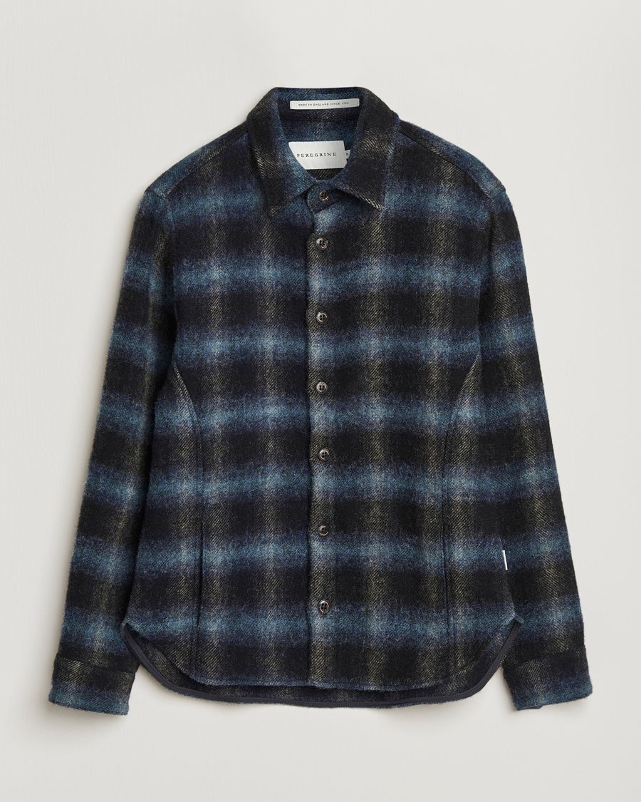 Men | Shirts | Peregrine | Moon Wool Check Overshirt Navy